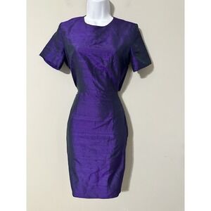 House of Holland Purple 100% Silk Cut-Out‎ Sheath Dress EUC Size US 6